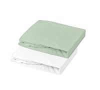 DODO Draps-housses Mon PTIT Dodo Jersey 100% coton Lot de 2 60×120 cm Blanc et vert de gris