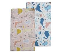 Lot de 2 draps-housses, 70 x 140 cm, pour bébé garçon, en microfibre douce, pour lit de bébé, motif de maman baleine + dinosaure