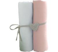 Babycalin Draps housse Lot de 2 60 x 120 cm Blanc/Rose certifié OEKO-TEX
