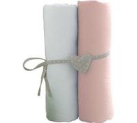 BabyCalin - Lot de 2 draps housse Blanc/Rose Babycalin - 70x140 cm certifié OEKO-TEX