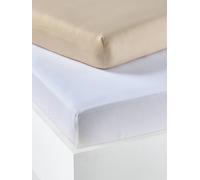 VERTBAUDET Lot De 2 Draps-Housses Bébé en Jersey Extensible Beige 70X140