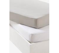 Lot de 2 draps-housses bébé en jersey extensible gris + blanc 60X120