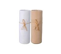 P'tit Basile Drap Housse 60x120 cm - Lot de 2 draps en Jersey peigné 100% Coton Bio - Blanc et Cappuccino - pour Matelas bébé Enfant Dimension 60x120 cm - Extensible Repassage - Grands Bonnets