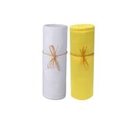 Lot de 2 draps housses bébé jersey bio blanc et jaune or 70x140