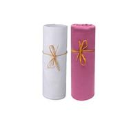 P'tit Basile - Lot x 2 Draps Housse bébé jerseys en coton Bio - 60x120 cm - blanc/lie de vin - Coton peigné de qualité supérieure - Elastique tout autour et bonnets aux 4 coins
