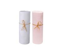 Lot de 2 draps housses bébé jersey bio blanc et rose poudré 70x140