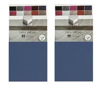 Lot de 2 Draps Housses Bleu 140x190 cm - 100% Coton: 57 Fils - Bonnet de 25 cm Bleu