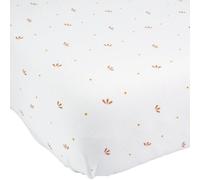 Trois Kilos Sept - Drap Housse Bébé - 100% Coton Jersey Extensible - Doux & Confortable - Bords Elastiqués - Label Oeko-TEX® Standard 100 - Motif Pétales Caramel - 50x83 cm - Lot de 1