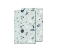 Lot de 2 draps-housses compatibles avec berceau Next to Me (85 x 51 cm) - 100 % coton, doux et confortable, hypoallergénique et respirant (Teddy et lune gris, 85 x 51 cm)