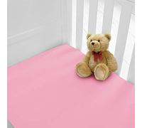 Lot de 2 draps-housses de luxe en percale pour lit de bébé - 12 couleurs - Rose