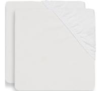 Jollein Drap-Housse 2-Pièces en Coton, 80 cm Longueur x 40 cm Largeur, Blanc