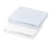Lot de 2 draps housses en jersey Blanc-Light Blue (60 x 120 cm)