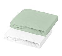 Lot de 2 draps housses en jersey Blanc-Vert de gris (70 x 140 cm)