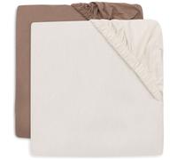 Jollein Drap-Housse Jersey - pour Lit Junior - Milky Coffee/Ivory - Lot de 2-70/75x140/150cm - Drap-Housse en Coton - Certifiée Oeko-TEX
