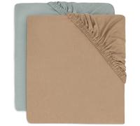 Jollein Lot de 2 draps-Housses en Jersey - pour Berceau - Vert mer/Biscuit - 40/50 x 80/90 cm - 100% Coton - Certifié Oeko-TEX