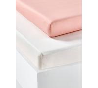 VERTBAUDET Lot de 2 draps-Housses Enfant en Coton recyclé Rose pâle 90X190