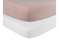 Lot de 2 draps-housses lit bébé vieux rose 70X140
