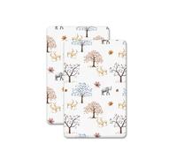 Lot de 2 draps-housses pour berceau - 100 % coton - Hypoallergénique, doux, confortable, respirant (animaux et arbres, 89-90 x 50-51 cm)