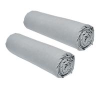 TODAY Essential - Lot de 2 draps Housses 140x190 cm 2 Personnes 100% Coton Acier