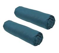 Today Draps housses Essential Lot de 2 140 x 190 cm 2 personnes 100% coton Paon