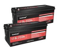 Lot De 2 Dumfume Batteries Lithium Lifepo4 12V 200Ah | 2560Wh, BMS 200A & Efficacité De DéCharge 90%, 15000 Cycles Pour Solaire, Camping-Car, Alimentation De Secours Domestique