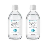 Lot de 2 - Eau de Mer Hypertonique & Isotonique - Buvable - 2 x 500 ml - Protocole d’Origine René Quinton - Origine France Bretagne - Riche en Minéraux & Oligo-Éléments - Analysée & Certifiée