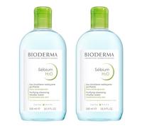 Lot de 2 - Eau Micellaire Sébium H2O 500 ml - Nettoyant, Démaquillant & Purifiant - Peaux Mixtes à Grasses - Sans Rinçage - Non Comédogène - Haute Tolérance