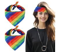 Lot de 2 écharpes arc-en-ciel, bandana, Lgbtq, accessoires, costume, serre-tête Gay Pride, serre-tête arc-en-ciel, écharpes, accessoires arc-en-ciel pour femme, coloré, taille unique