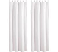 lot de 2 écharpes déco à passants 140 x 175 cm blanc - blanc perle + embrasse