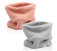Lot de 2 écharpes d'hiver chaudes en polaire pour enfants, garçons et filles, écharpes rondes coupe-vent, cache-cou, masque (2 Pcs - Rose + Gris clair)