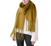 Lot de 2 écharpes d'hiver épaisses pour femme - Couleur unie - Grande écharpe torsadée - Rideaux - Rouge, jaune, taille unique
