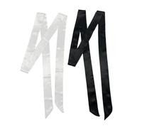 Lot de 2 écharpes longues en satin soyeux pour femme | Ruban fin de 2 m pour cheveux, cou et sac à main | Ceinture élégante pour robes noir et blanc (ensemble monochrome)