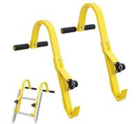 Lot de 2 échelles de toit, support d'échelle, crochets pour toit, avec roue, stabilisateur, en acier, adaptateur universel pour échelle en alliage d'aluminium, extension de toit, capacité de charge