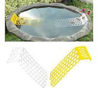 Lot de 2 échelles flottantes en plastique pour abreuvoir les abeilles en forme de ruche - Abreuvoir pour abeilles - Équipement d'alimentation pour apiculture - Jaune + blanc