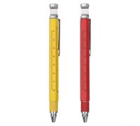 Lot de 2 échelles métriques multifonctions avec règle et stylo pour tournevis, stylet capacitif, pour écran tactile (rouge jaune)