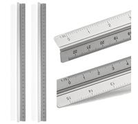 Lot de 2 échelles professionnelles triangulaires métalliques en aluminium de 30 cm, avec échelles 1:20/1:25/1:50/1:75/1:100, face lisse pour marquage, règle métrique à échelle