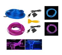 Lot de 2 éclairages d'intérieur LED de voiture de 5 m - Fil USB EL - Lumière d'ambiance - Bandes lumineuses d'ambiance - Lampes néon (lumière bleue + violet (2 x 5 m)