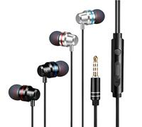 Lot de 2 Écouteurs Filaire Intra-Auriculaires avec Microphone et Commande Volume Écouteurs Stéréo Réduction du Bruit, Son Clair et Confort Durable, Compatible avec Smartphone, PC, Tablette, MP3, 3.5mm