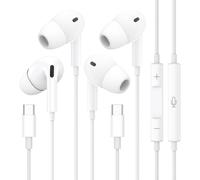 Lot de 2 Écouteurs Filaire USB-C,Type-C Casque Intra-Auriculaire HiFi Stéréo avec Microphone et Contrôle du Volume,Compatible avec iPhone 15 ProMax/15 Pro/15 Plus,Galaxy S24/S23/S22/A54,iPad Pro