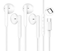 Lot de 2 écouteurs filaires USB C pour iPhone 16, écouteurs filaires de type C avec micro et contrôle du volume, écouteurs stéréo HiFi antibruit pour iPad Pro, iPhone 17/16/15 Pro Max/Plus, Samsung