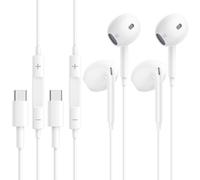 Lot de 2 écouteurs filaires USB C pour iPhone 17 16 15, écouteurs intra-auriculaires filaires USB C, écouteurs iPhone filaires avec contrôle du volume et microphone pour Samsung Galaxy S23 S22 S21 FE