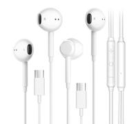Lot de 2 écouteurs filaires USB C pour iPhone 17/16/15 Pro Max Plus, écouteurs de type C pour MacBook iPad Pro Air Mini, écouteurs pour Samsung, Google Pixel, microphone de contrôle, volume, musique