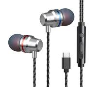 Lot de 2 écouteurs intra-auriculaires avec microphone et contrôle du volume, écouteurs avec prise jack stéréo de type C pour iPhone, Samsung, Huawei, XiaoMI, ordinateurs portables