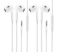 Lot de 2 écouteurs intra-auriculaires jack 3,5 mm avec câble dans les oreilles, microphone et contrôle du volume pour iPhone, iPod, iPad, MP3, Huawei, Samsung, Oppo, VIVO, compatible avec les