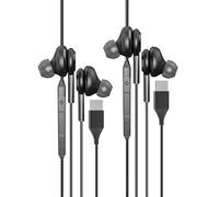 Lot de 2 écouteurs intra-auriculaires USB C avec microphone, câble, oreillettes, typec, casque filaire, pour téléphone portable, connexion PC, compatibles avec Samsung Xiaomi Google N10-ej