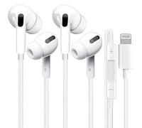 Lot de 2 écouteurs Lightning certifiés Apple MFi. Écouteurs filaires pour iPhone, écouteurs intra-auriculaires à isolation phonique, microphone intégré et contrôle du volume, compatibles avec iPhone