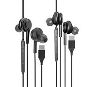 Lot de 2 écouteurs USB C avec microphone compatibles avec Samsung Galaxy Z Flip S20 S21 S22 S23 Ultra Note 10 20 Google Pixel 7 Pro Type C Jack Écouteurs filaires pour ordinateur Chromebook CJJ0183-