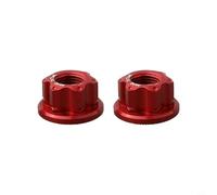Lot de 2 écrous de moyeu de roue arrière classiques M10 x 1,0 en alliage d'aluminium pour vélo à vitesse unique Bleu (W/logo rouge)