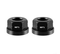 Lot de 2 écrous de moyeu M9 x 1,0 en alliage d'aluminium 7075 usiné CNC avec joints pour essieu de roue de vélo pliable et fixe, noir