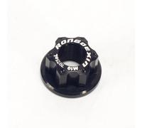 Lot de 2 écrous de roue arrière M10 x 1,0 pour vélo de piste vintage à pignon fixe Fixation filetée en alliage d'aluminium (W/logo noir)